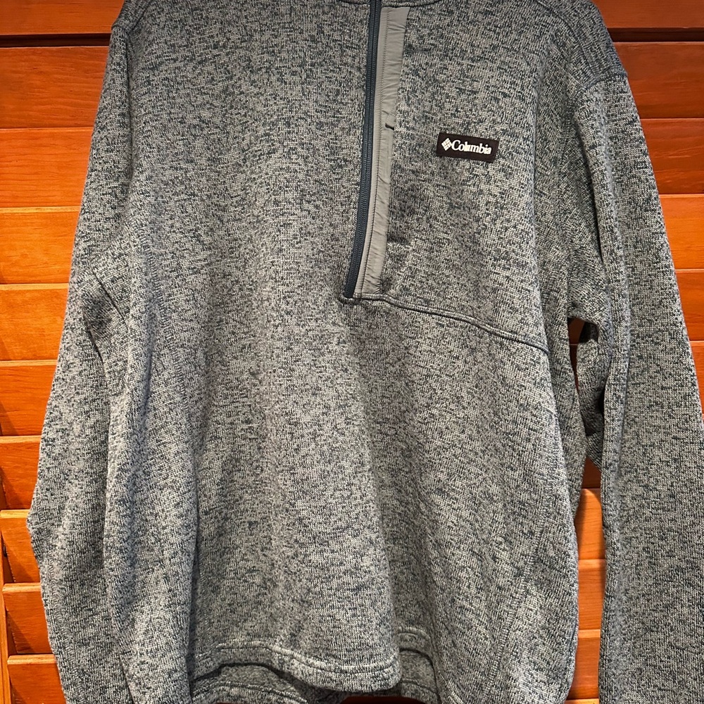 Columbia Men's Heathered greenish-blue Zip-Up Sweater